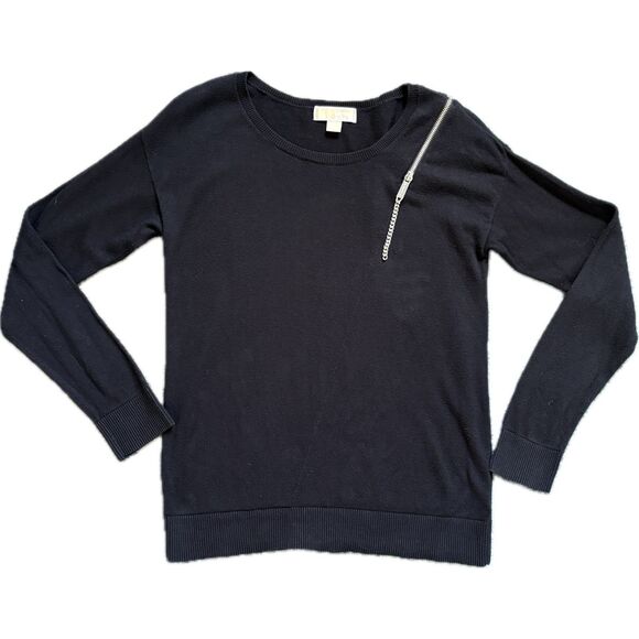 MICHAEL Michael Kors Black Sweater with Silver Zipper Detail size S - Picture 1 of 7